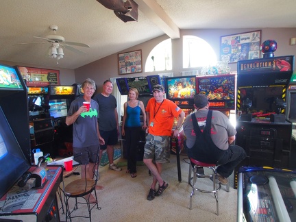 The early crew enjoying the arcade